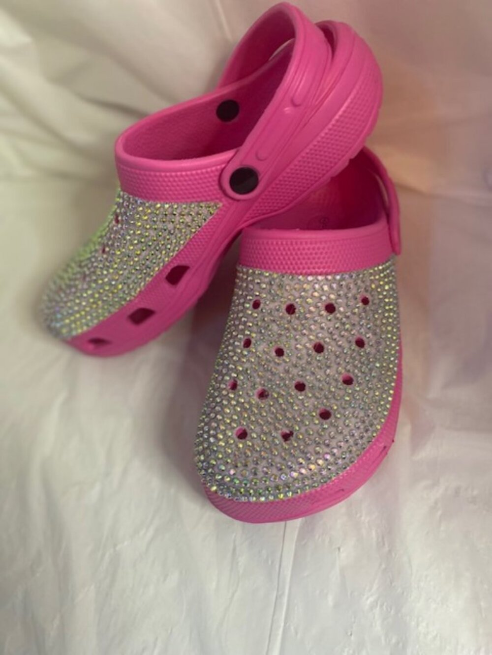 Chosen Step Pink and IRRIDESCENT RHINESTONE BLINGED CLOGS  Women's size 9 - Picture 3 of 6